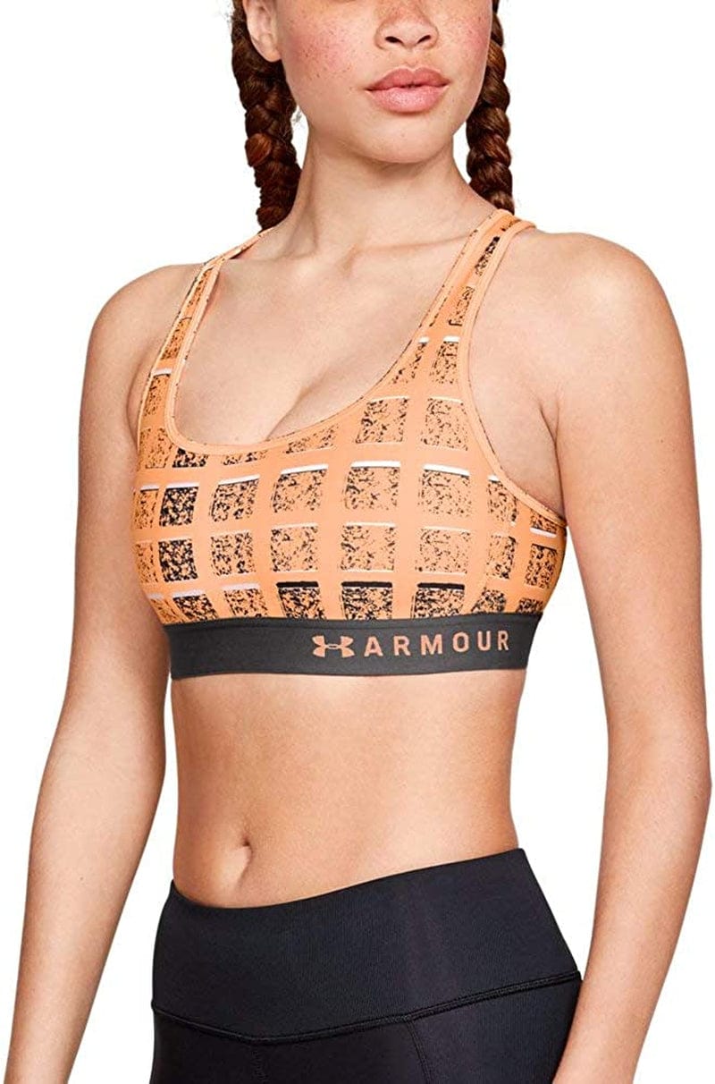 Women'S Armour Mid Crossback Print Sports Bra Peach Horizon (906)/Peach Horizon / Medium