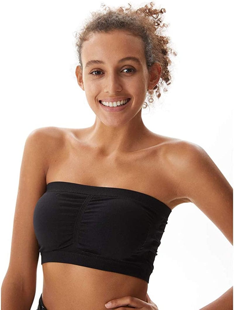 Women'S Bandeau Crop Tube Top Bra, Strapless Wireless Padded Bralette Seamless Bandeau Tank Top