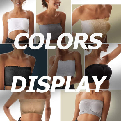 Women'S Bandeau Crop Tube Top Bra, Strapless Wireless Padded Bralette Seamless Bandeau Tank Top