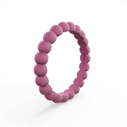 Women'S Bead Stackable Silicone Ring Collection Rose Quartz / 8