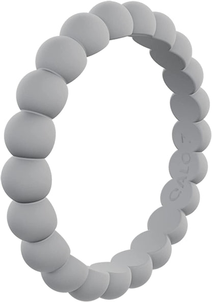 Women'S Bead Stackable Silicone Ring Collection Light Grey / 6