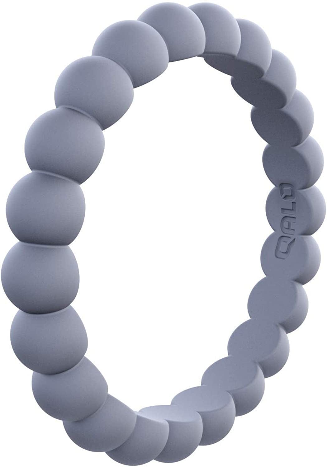 Women'S Bead Stackable Silicone Ring Collection Blue Moonstone / 9