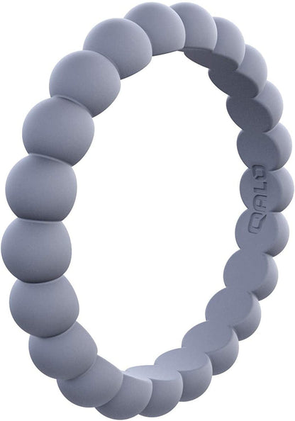 Women'S Bead Stackable Silicone Ring Collection Blue Moonstone / 9