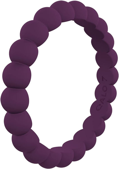 Women'S Bead Stackable Silicone Ring Collection Plum / 7