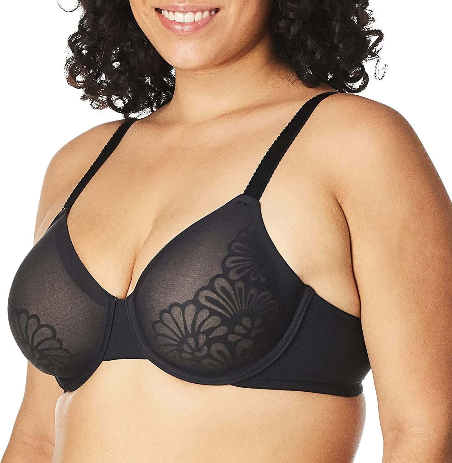 Women'S Beauty Lift Uplifting Support Underwire Bra Black/Nude / 36B