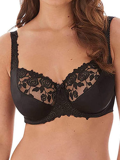 Women'S Belle Floral Lace Balcony Underwire Bra Black / 36DD
