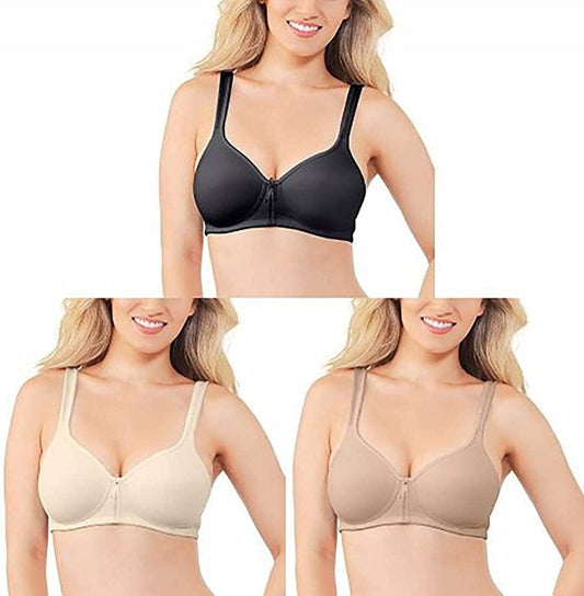 Women'S Body Caress Full Coverage Wirefree Bra 72335 Midnight Black/Ivory/Damask Neutral / 40B