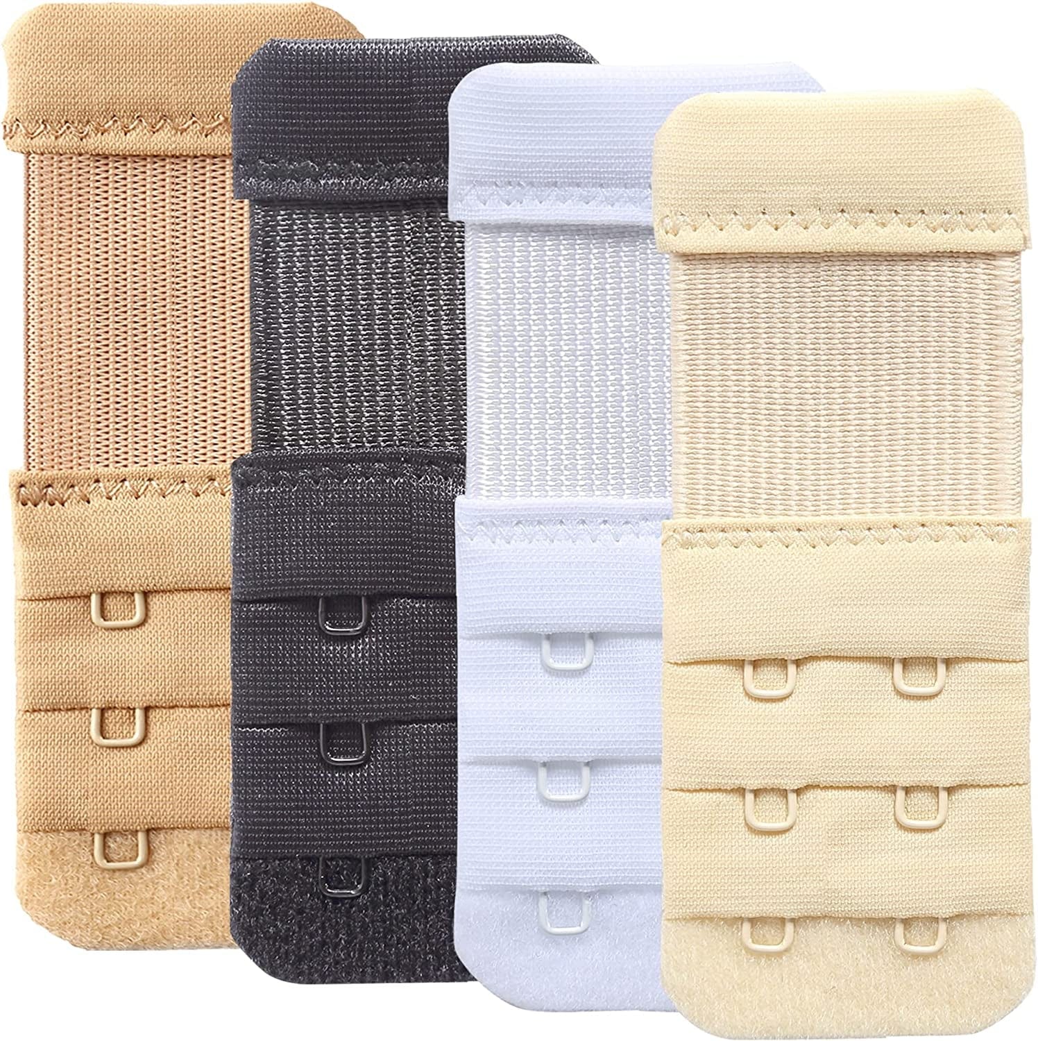 Women'S Bra Extender 3 Hook / 2 Hook Bra Extension Strap Soft and Comfortable 4pcs, 2 Hook 1/2 Inch Spacing