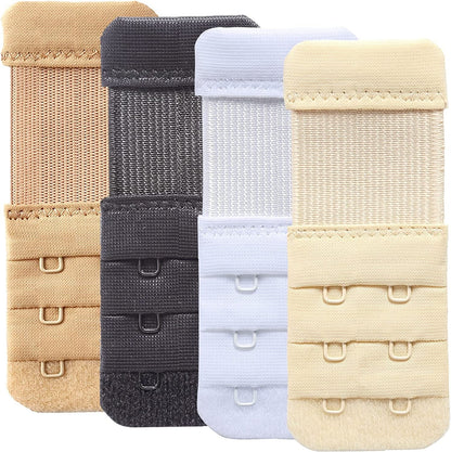 Women'S Bra Extender 3 Hook / 2 Hook Bra Extension Strap Soft and Comfortable 4pcs, 2 Hook 1/2 Inch Spacing