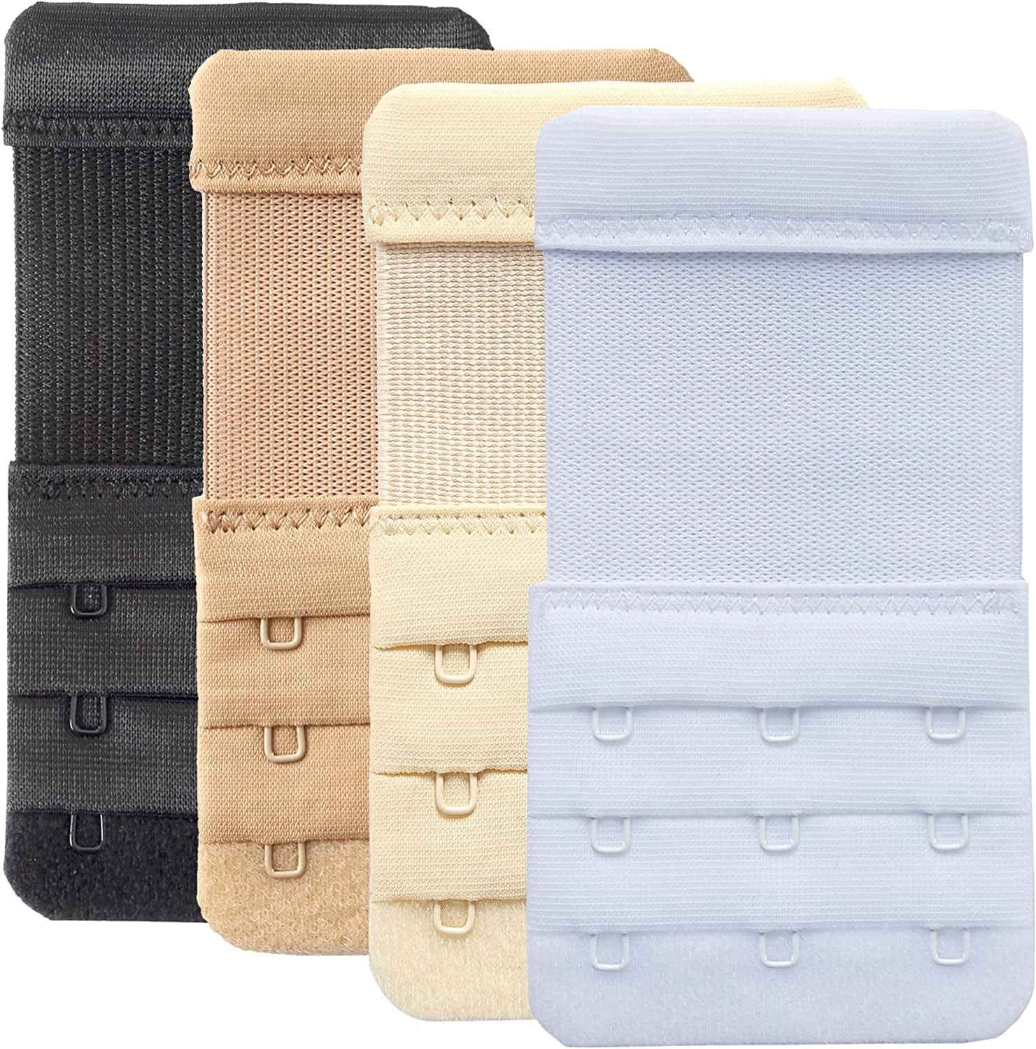 Women'S Bra Extender 3 Hook / 2 Hook Bra Extension Strap Soft and Comfortable 4pcs, 3 Hook 3/4 Inch Spacing