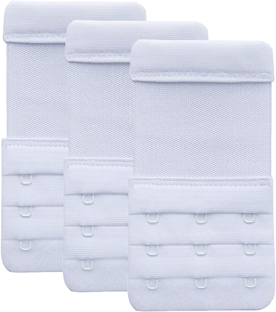 Women'S Bra Extender 3 Hook / 2 Hook Bra Extension Strap Soft and Comfortable White, 3/4 Inch Spacing