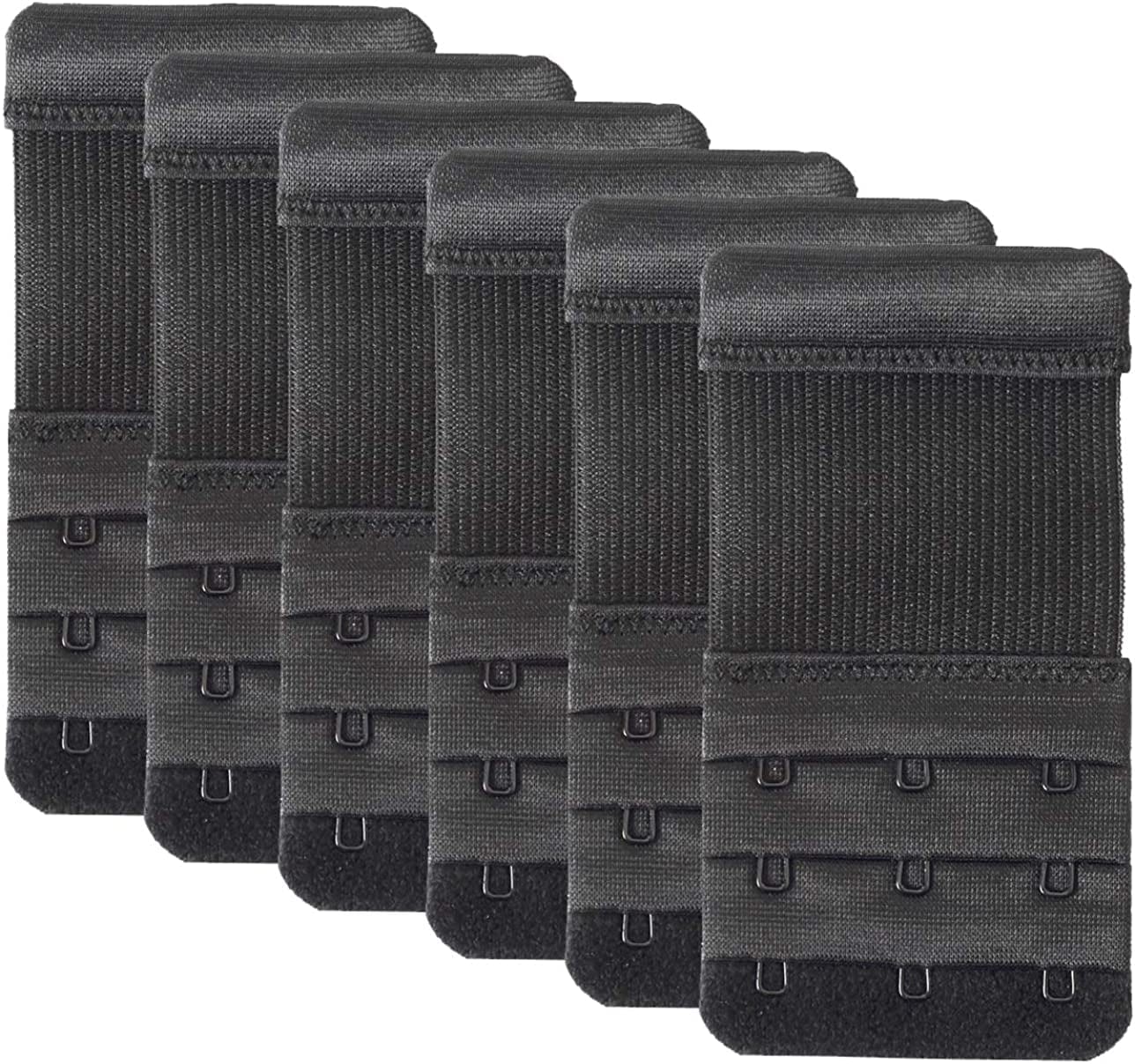 Women'S Bra Extender 3 Hook / 2 Hook Bra Extension Strap Soft and Comfortable 6 Pcs Black, 3 Hook 3/4 Inch