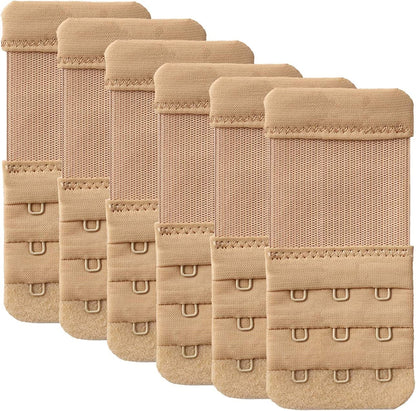 Women'S Bra Extender 3 Hook / 2 Hook Bra Extension Strap Soft and Comfortable 6 Pcs Nude, 3 Hook 1/2 Inch(1.3cm)
