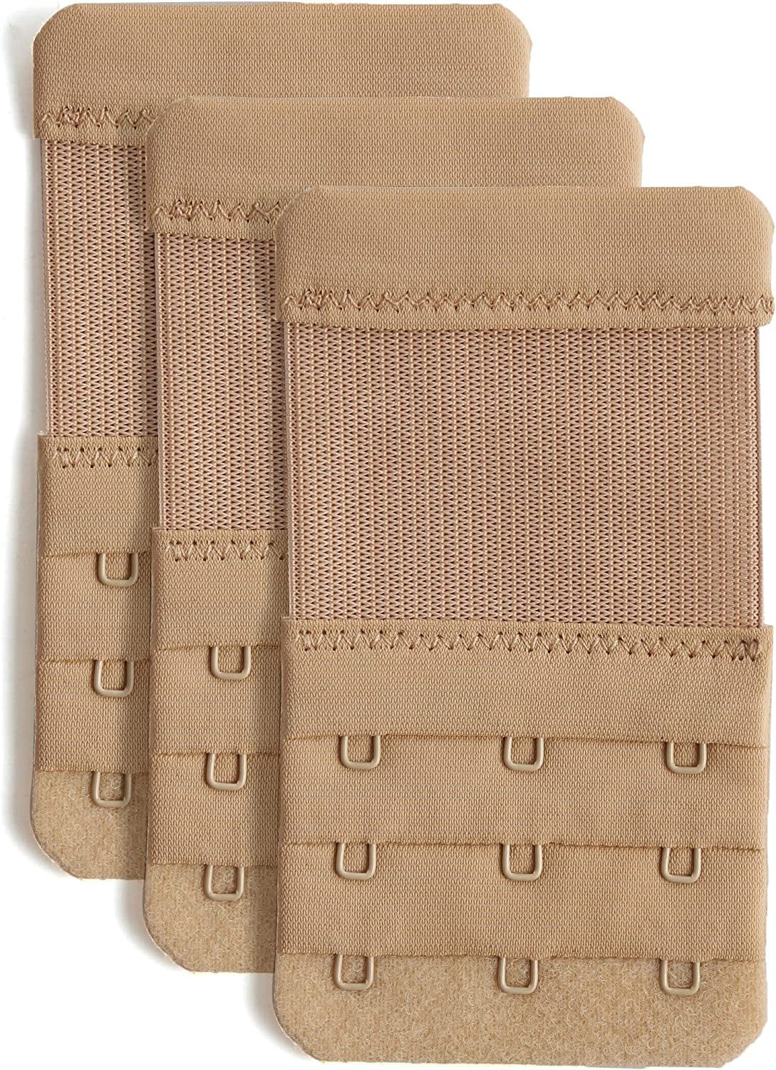 Women'S Bra Extender 3 Hook / 2 Hook Bra Extension Strap Soft and Comfortable Beige, 3 Hook 3/4 Inch Spacing