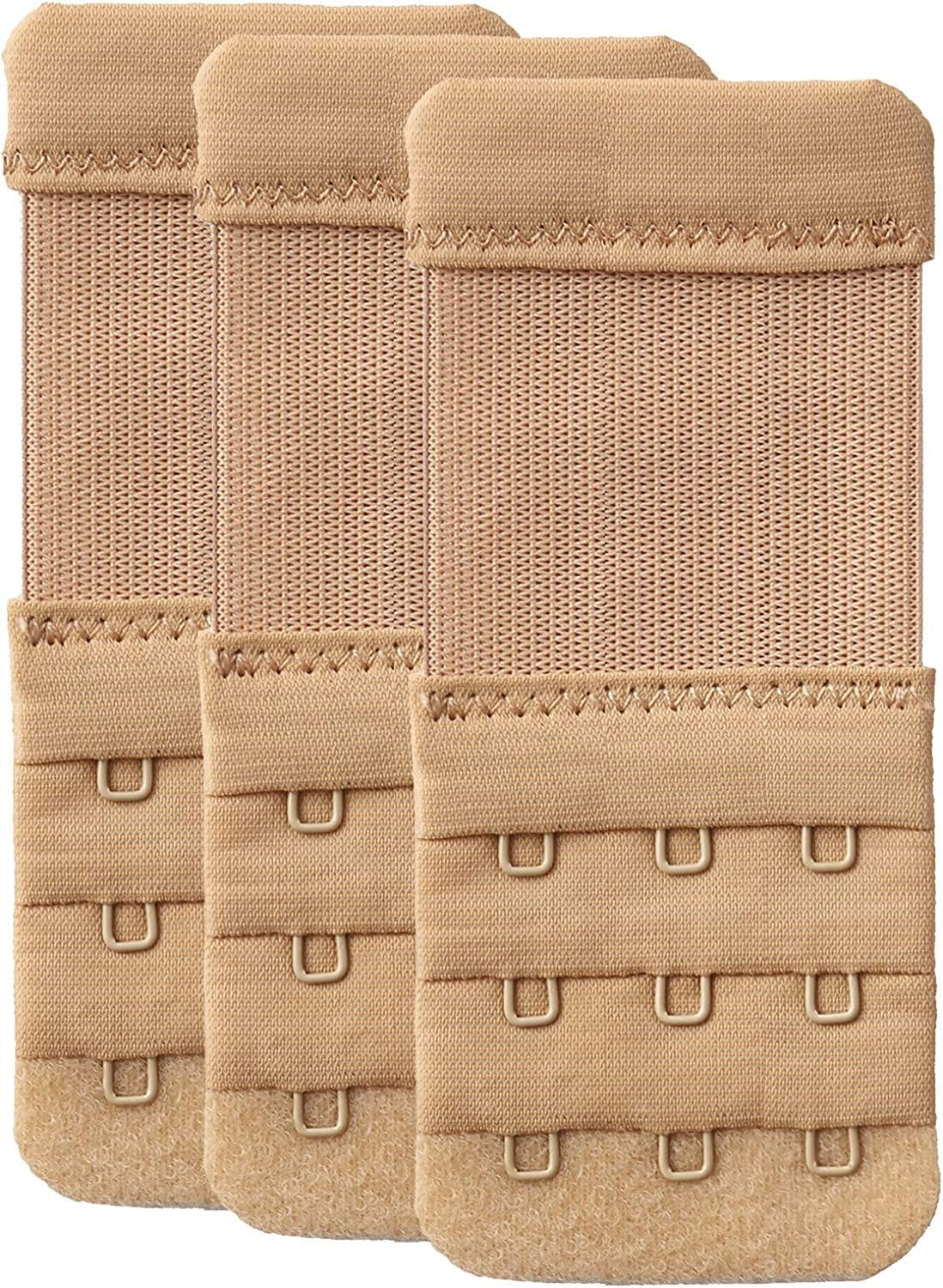 Women'S Bra Extender 3 Hook / 2 Hook Bra Extension Strap Soft and Comfortable Beige, 1/2 Inch Spacing