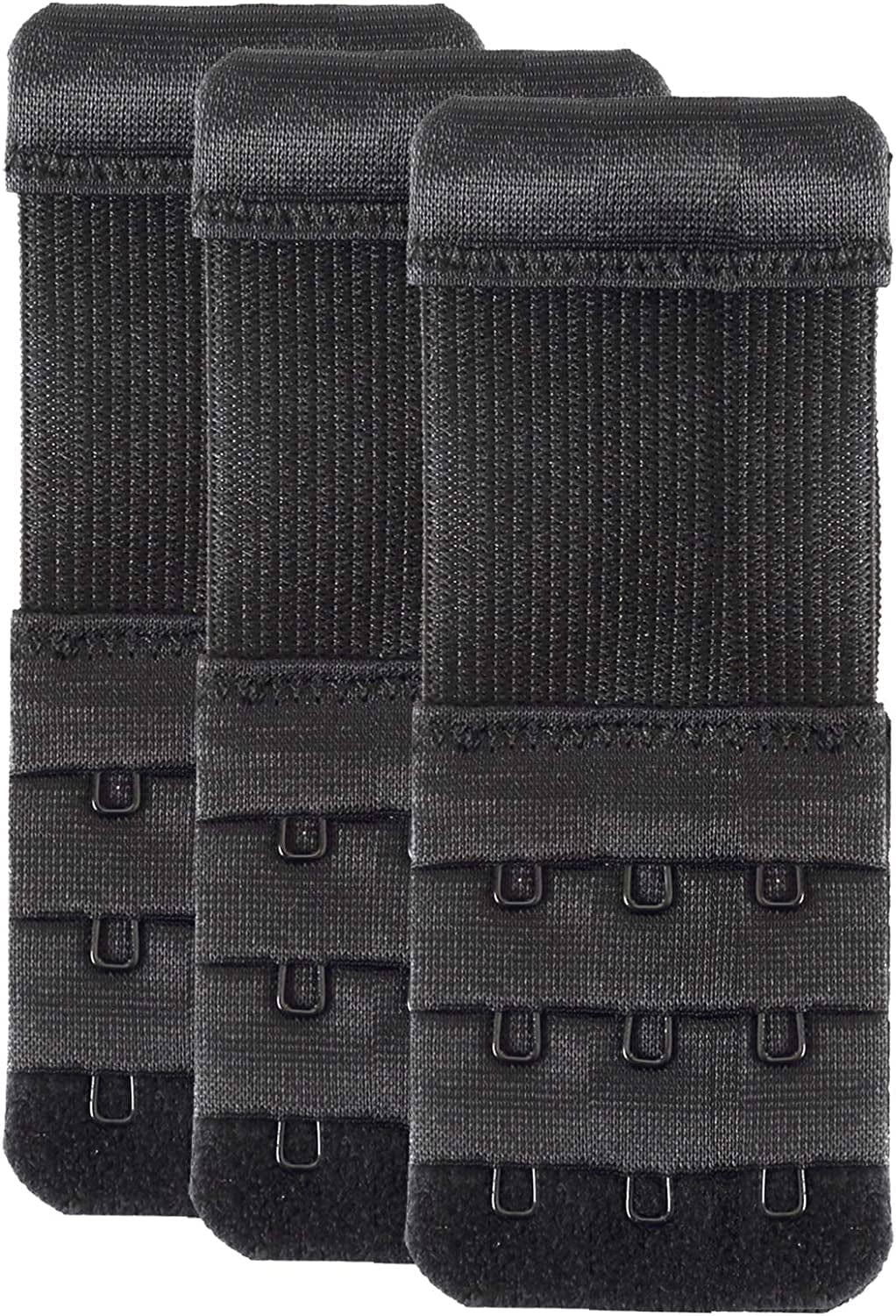 Women'S Bra Extender 3 Hook / 2 Hook Bra Extension Strap Soft and Comfortable Black, 1/2 Inch Spacing