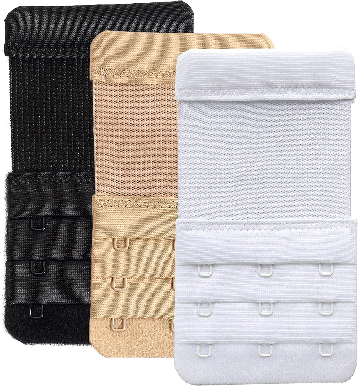 Women'S Bra Extender 3 Hook / 2 Hook Bra Extension Strap Soft and Comfortable Assorted, 3 Hook 3/4 Inch Spacing