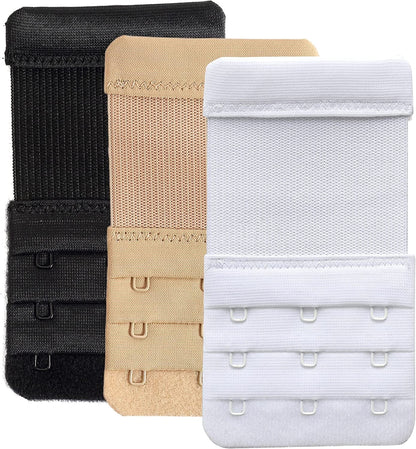 Women'S Bra Extender 3 Hook / 2 Hook Bra Extension Strap Soft and Comfortable Assorted, 3 Hook 3/4 Inch Spacing