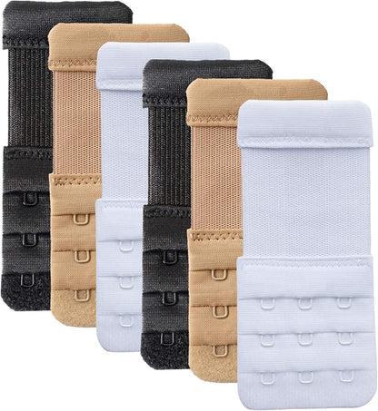 Women'S Bra Extender 3 Hook / 2 Hook Bra Extension Strap Soft and Comfortable 6 Pcs Assorted, 3 Hook 1/2 Inch(1.3cm)
