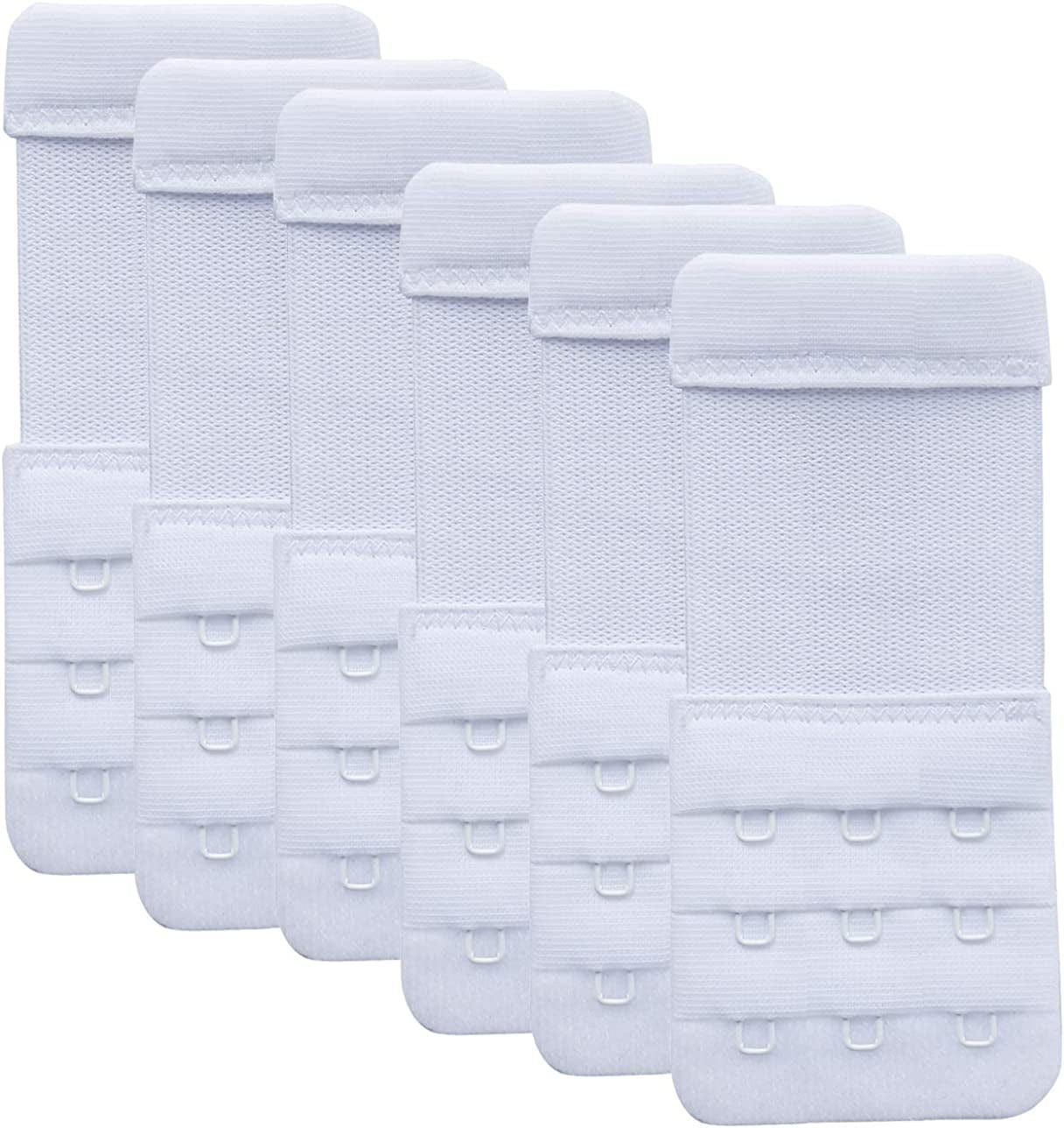 Women'S Bra Extender 3 Hook / 2 Hook Bra Extension Strap Soft and Comfortable 6 Pcs White, 3 Hook 1/2 Inch(1.3cm)