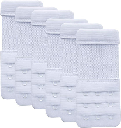 Women'S Bra Extender 3 Hook / 2 Hook Bra Extension Strap Soft and Comfortable 6 Pcs White, 3 Hook 1/2 Inch(1.3cm)