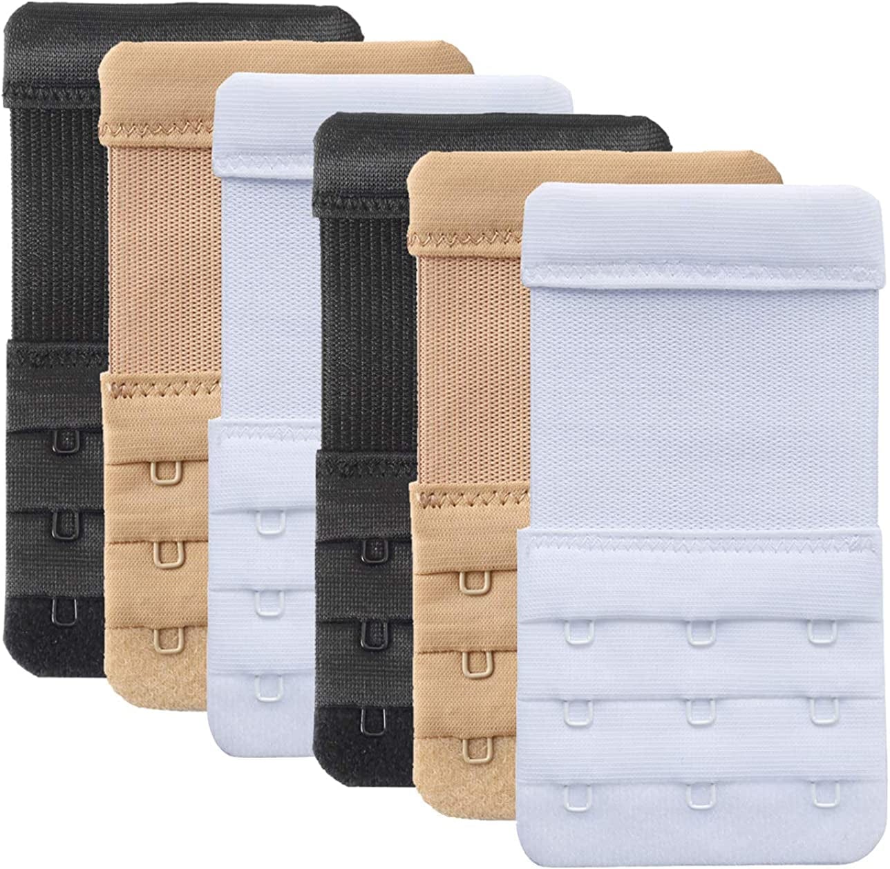 Women'S Bra Extender 3 Hook / 2 Hook Bra Extension Strap Soft and Comfortable 6 Pcs, 3 Hook 3/4 Inch
