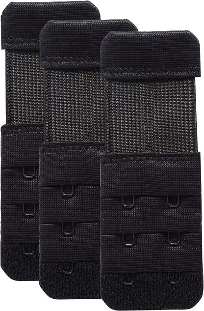 Women'S Bra Extender 3 Hook / 2 Hook Bra Extension Strap Soft and Comfortable Black,2 Hook 1/2" Hook Spacing