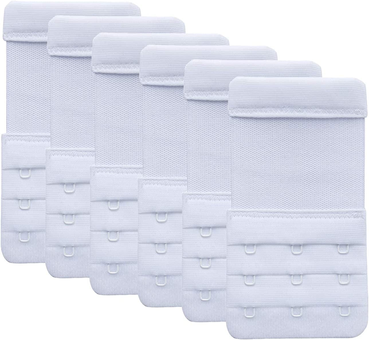 Women'S Bra Extender 3 Hook / 2 Hook Bra Extension Strap Soft and Comfortable 6 Pcs White, 3 Hook 3/4 Inch