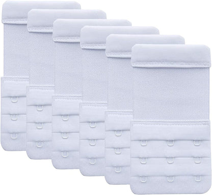 Women'S Bra Extender 3 Hook / 2 Hook Bra Extension Strap Soft and Comfortable 6 Pcs White, 3 Hook 3/4 Inch