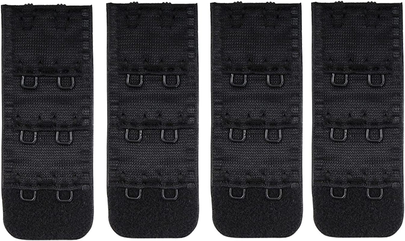 Women'S Bra Extender Bra Band Breathing Room Multi-Size Black 2 Hooks 3/8 Inch Spacing