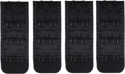 Women'S Bra Extender Bra Band Breathing Room Multi-Size Black 2 Hooks 3/8 Inch Spacing