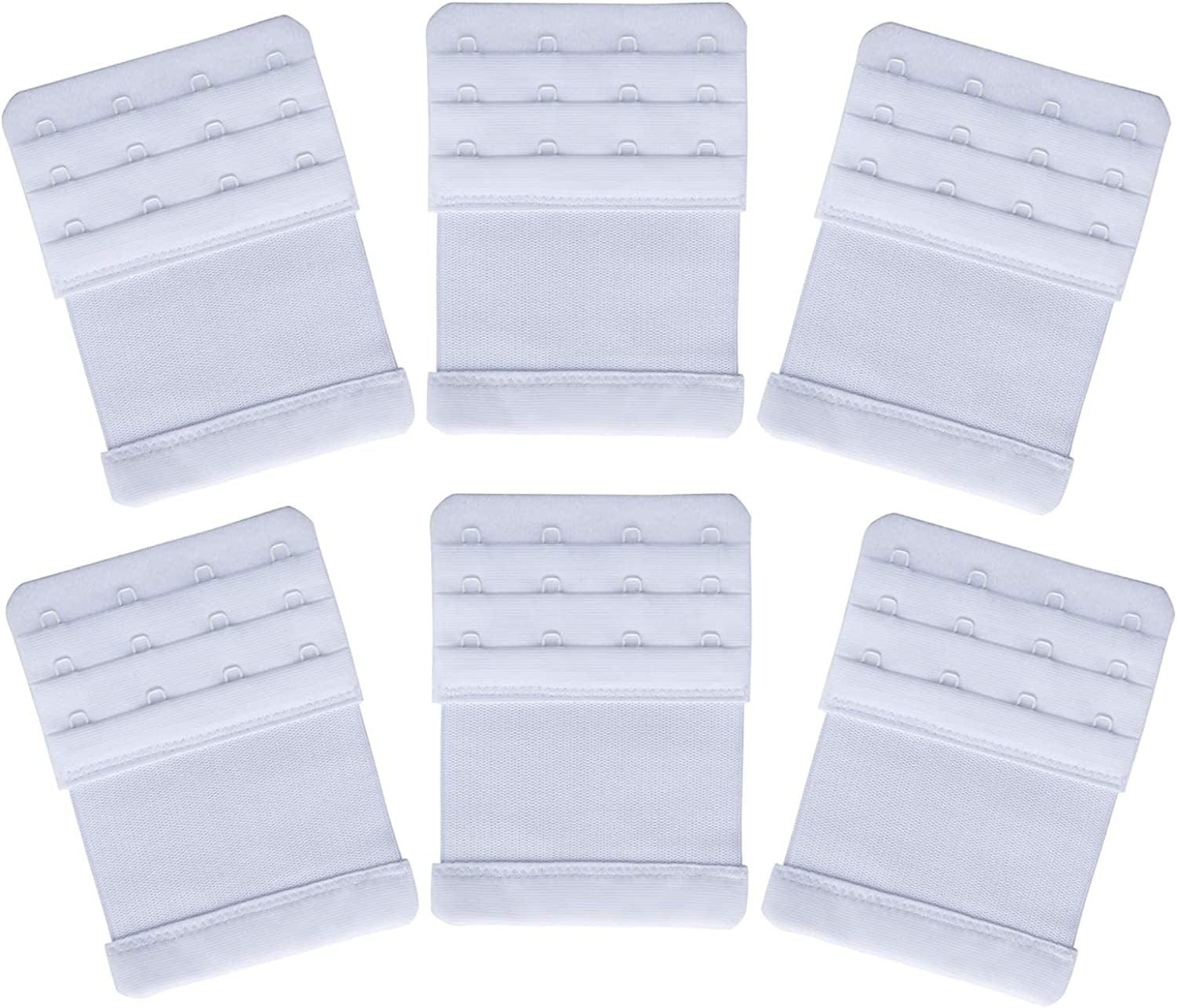 Women'S Bra Extenders 4 Hook / 3 Hook / 5 Hook / 2 Hook Comfortable Stretchy Bra Extension Strap 6 Pieces White, 4 Hook