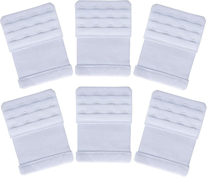 Women'S Bra Extenders 4 Hook / 3 Hook / 5 Hook / 2 Hook Comfortable Stretchy Bra Extension Strap 6 Pieces White, 4 Hook