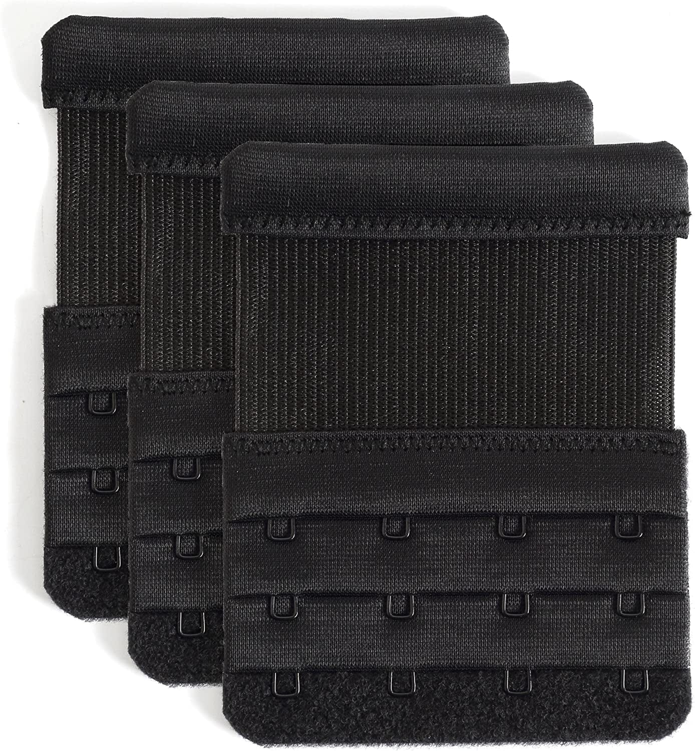 Women'S Bra Extenders 4 Hook / 3 Hook / 5 Hook / 2 Hook Comfortable Stretchy Bra Extension Strap Black, 3/4 Inch Spacing