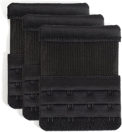 Women'S Bra Extenders 4 Hook / 3 Hook / 5 Hook / 2 Hook Comfortable Stretchy Bra Extension Strap Black, 3/4 Inch Spacing