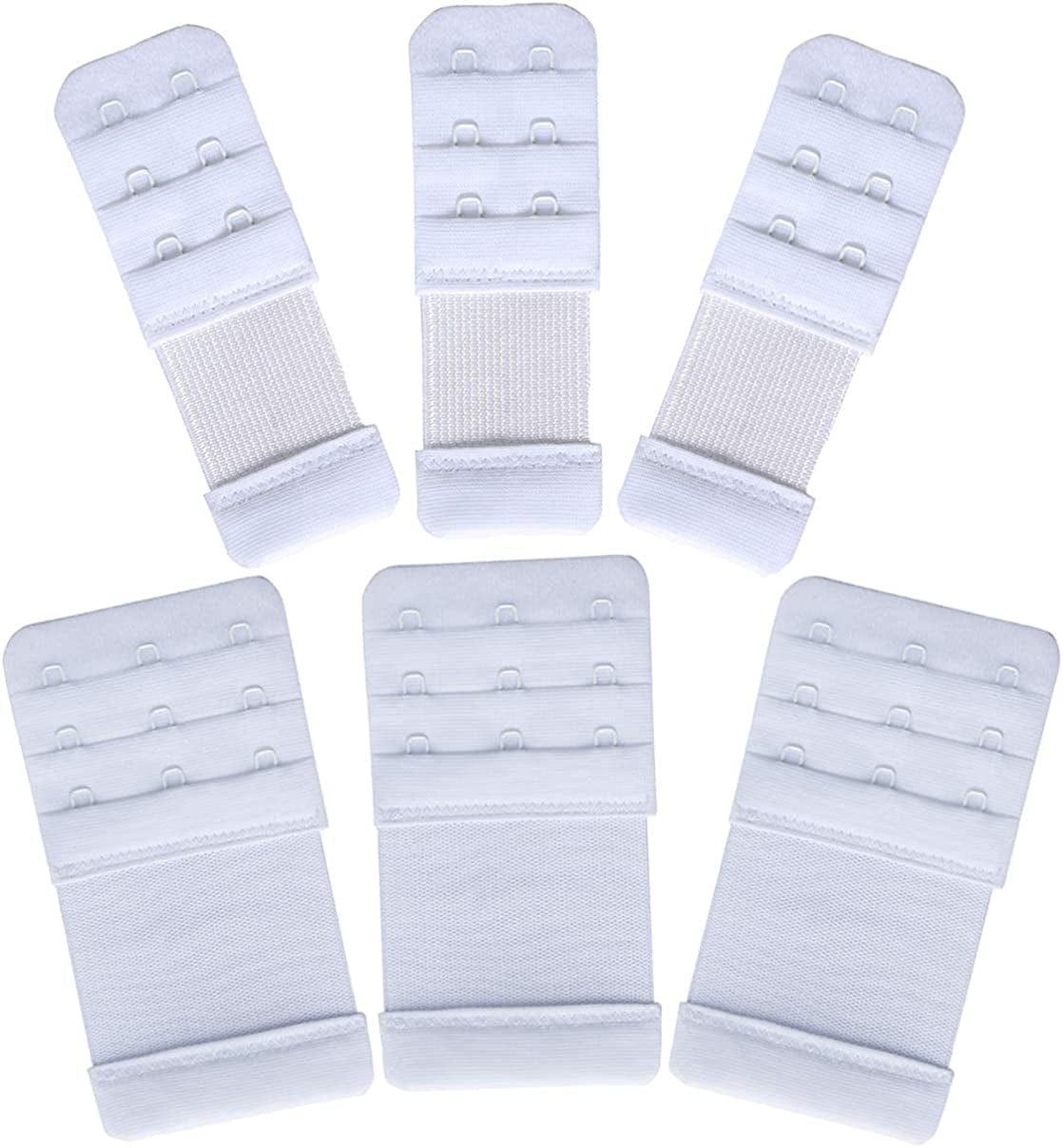 Women'S Bra Extenders 4 Hook / 3 Hook / 5 Hook / 2 Hook Comfortable Stretchy Bra Extension Strap 6pcs White, 2 Hook 1/2 Inch & 3 Hook 3/4 Inch