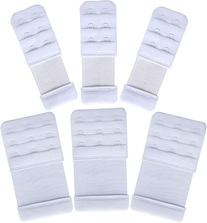 Women'S Bra Extenders 4 Hook / 3 Hook / 5 Hook / 2 Hook Comfortable Stretchy Bra Extension Strap 6pcs White, 2 Hook 1/2 Inch & 3 Hook 3/4 Inch