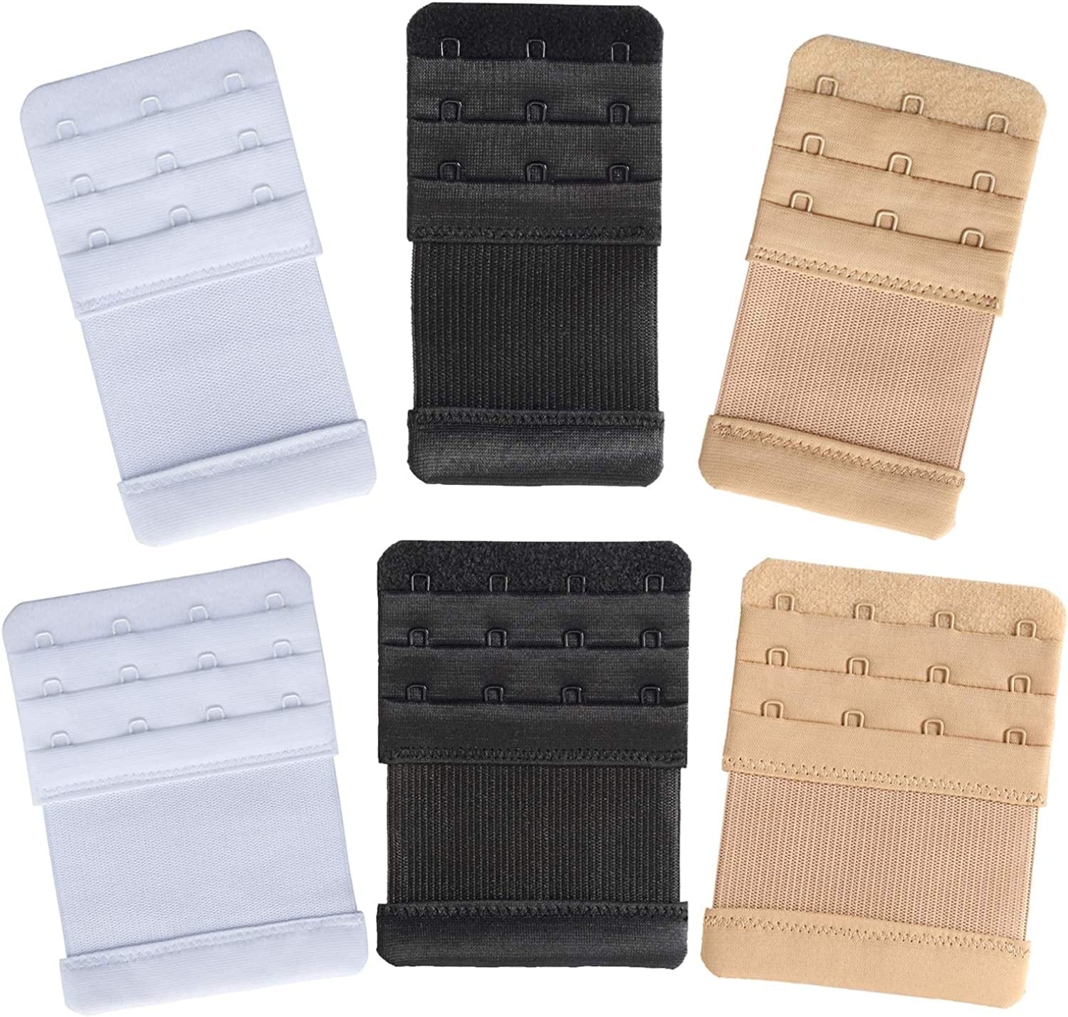 Women'S Bra Extenders 4 Hook / 3 Hook / 5 Hook / 2 Hook Comfortable Stretchy Bra Extension Strap 6 Pieces, 3 Hook 3/4" / 4 Hook 3/4"
