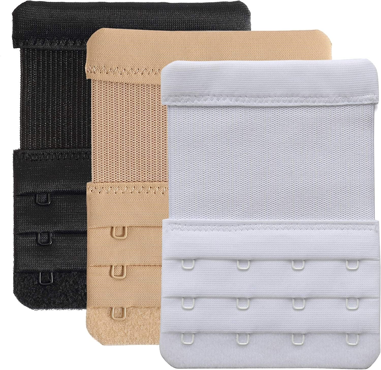 Women'S Bra Extenders 4 Hook / 3 Hook / 5 Hook / 2 Hook Comfortable Stretchy Bra Extension Strap Black, White, Beige, 3/4 Inch Spacing