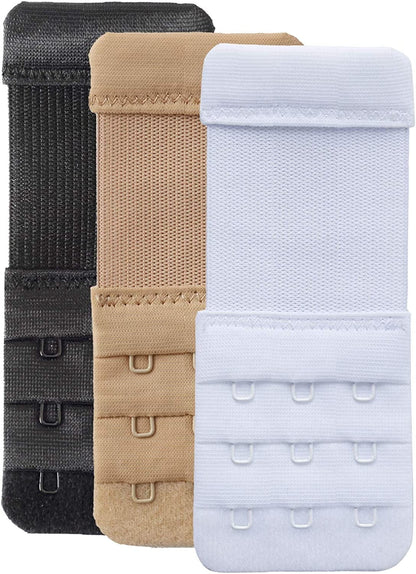 Women'S Bra Extenders 4 Hook / 3 Hook / 5 Hook / 2 Hook Comfortable Stretchy Bra Extension Strap 3 Color, 3 Hook 1/2" Spacing