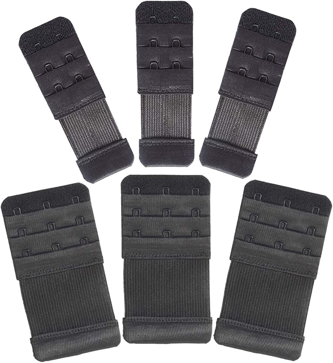 Women'S Bra Extenders 4 Hook / 3 Hook / 5 Hook / 2 Hook Comfortable Stretchy Bra Extension Strap 6pcs Black, 2 Hook 1/2 Inch & 3 Hook 3/4 Inch
