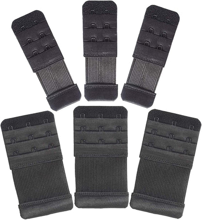 Women'S Bra Extenders 4 Hook / 3 Hook / 5 Hook / 2 Hook Comfortable Stretchy Bra Extension Strap 6pcs Black, 2 Hook 1/2 Inch & 3 Hook 3/4 Inch