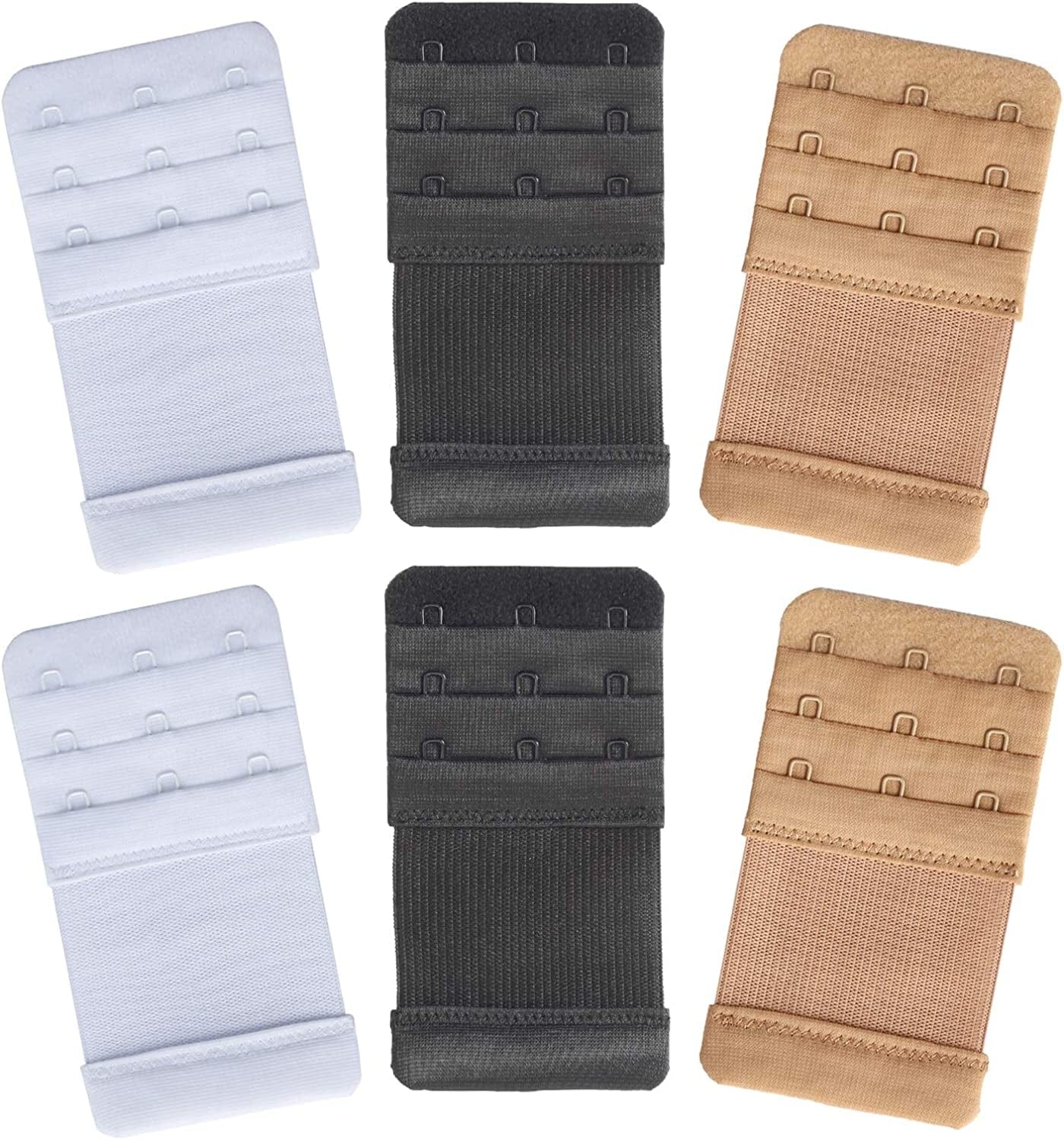 Women'S Bra Extenders 4 Hook / 3 Hook / 5 Hook / 2 Hook Comfortable Stretchy Bra Extension Strap 6 Pieces, 3 Hook 3/4 Inch Spacing