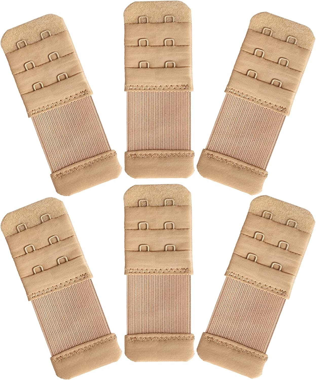 Women'S Bra Extenders 4 Hook / 3 Hook / 5 Hook / 2 Hook Comfortable Stretchy Bra Extension Strap 6 Pieces Nude, 2 Hook 1/2 Inch