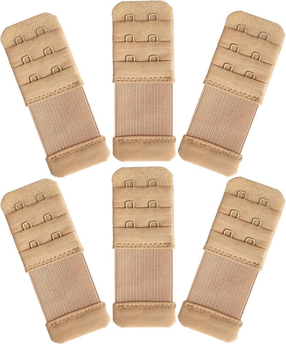 Women'S Bra Extenders 4 Hook / 3 Hook / 5 Hook / 2 Hook Comfortable Stretchy Bra Extension Strap 6 Pieces Nude, 2 Hook 1/2 Inch