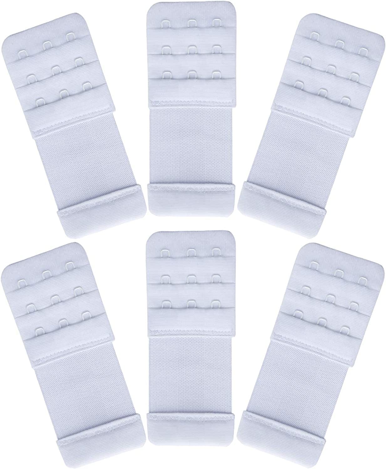 Women'S Bra Extenders 4 Hook / 3 Hook / 5 Hook / 2 Hook Comfortable Stretchy Bra Extension Strap 6 Pieces White, 3 Hook 1/2" Spacing