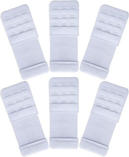 Women'S Bra Extenders 4 Hook / 3 Hook / 5 Hook / 2 Hook Comfortable Stretchy Bra Extension Strap 6 Pieces White, 3 Hook 1/2" Spacing