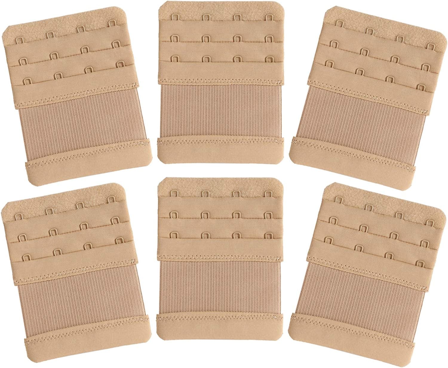 Women'S Bra Extenders 4 Hook / 3 Hook / 5 Hook / 2 Hook Comfortable Stretchy Bra Extension Strap 6 Pieces Nude, 4 Hook