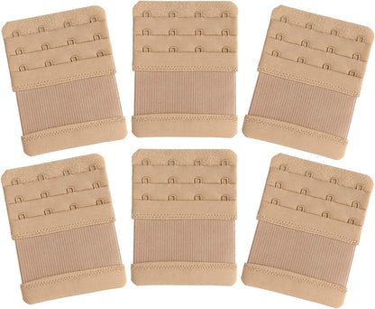 Women'S Bra Extenders 4 Hook / 3 Hook / 5 Hook / 2 Hook Comfortable Stretchy Bra Extension Strap 6 Pieces Nude, 4 Hook