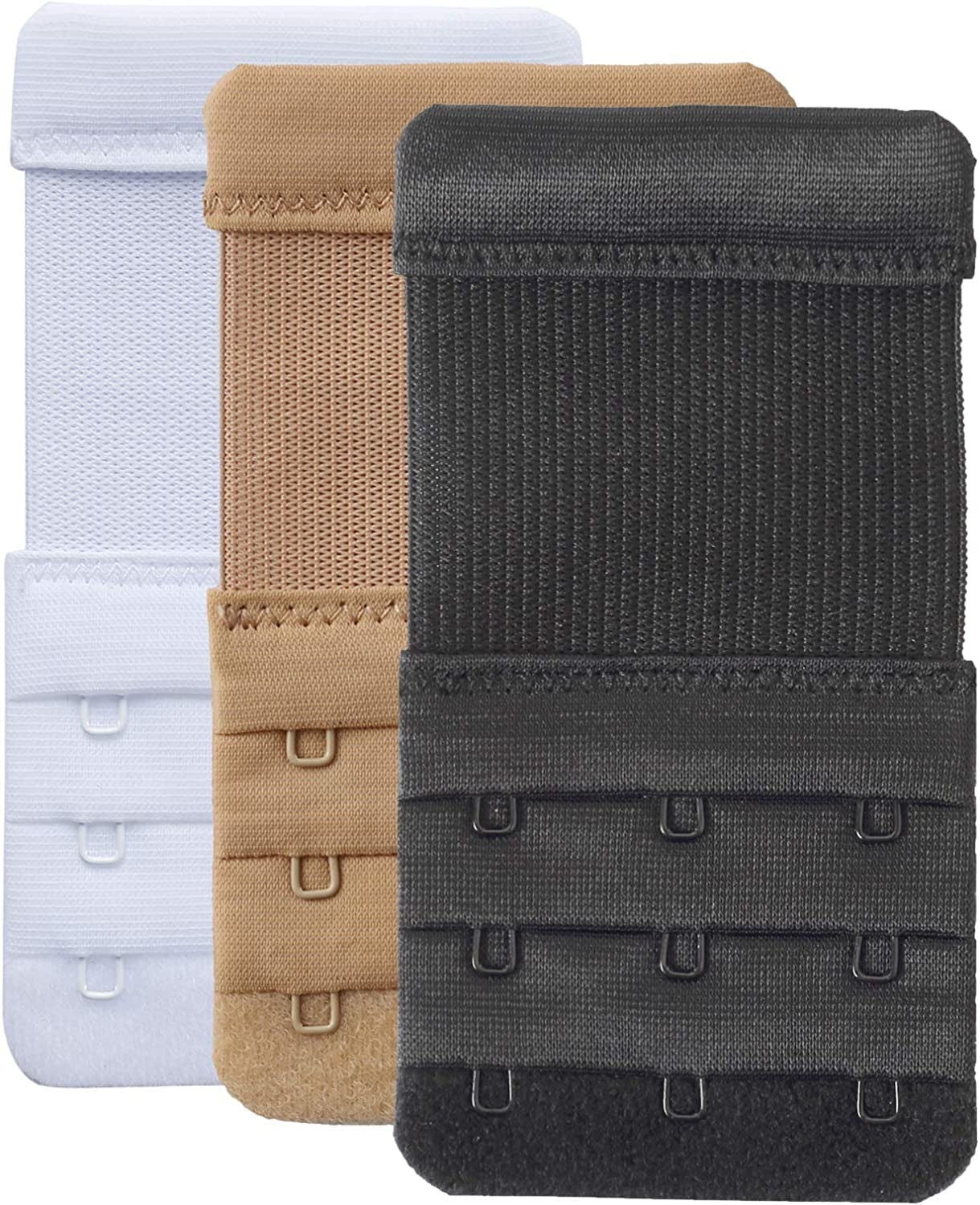 Women'S Bra Extenders 4 Hook / 3 Hook / 5 Hook / 2 Hook Comfortable Stretchy Bra Extension Strap 3 Color, 3 Hook 3/4" Spacing